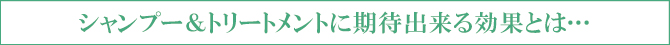 シャンプー&トリートメントに期待出来る効果とは… シャンプー&トリートメントに期待出来る効果とは…